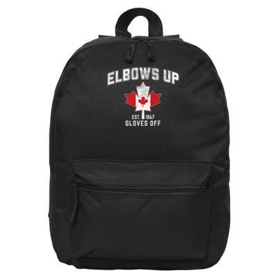Elbows Up EST 1867 Canadian Maple Leaf Canada Gift 16 in Basic Backpack