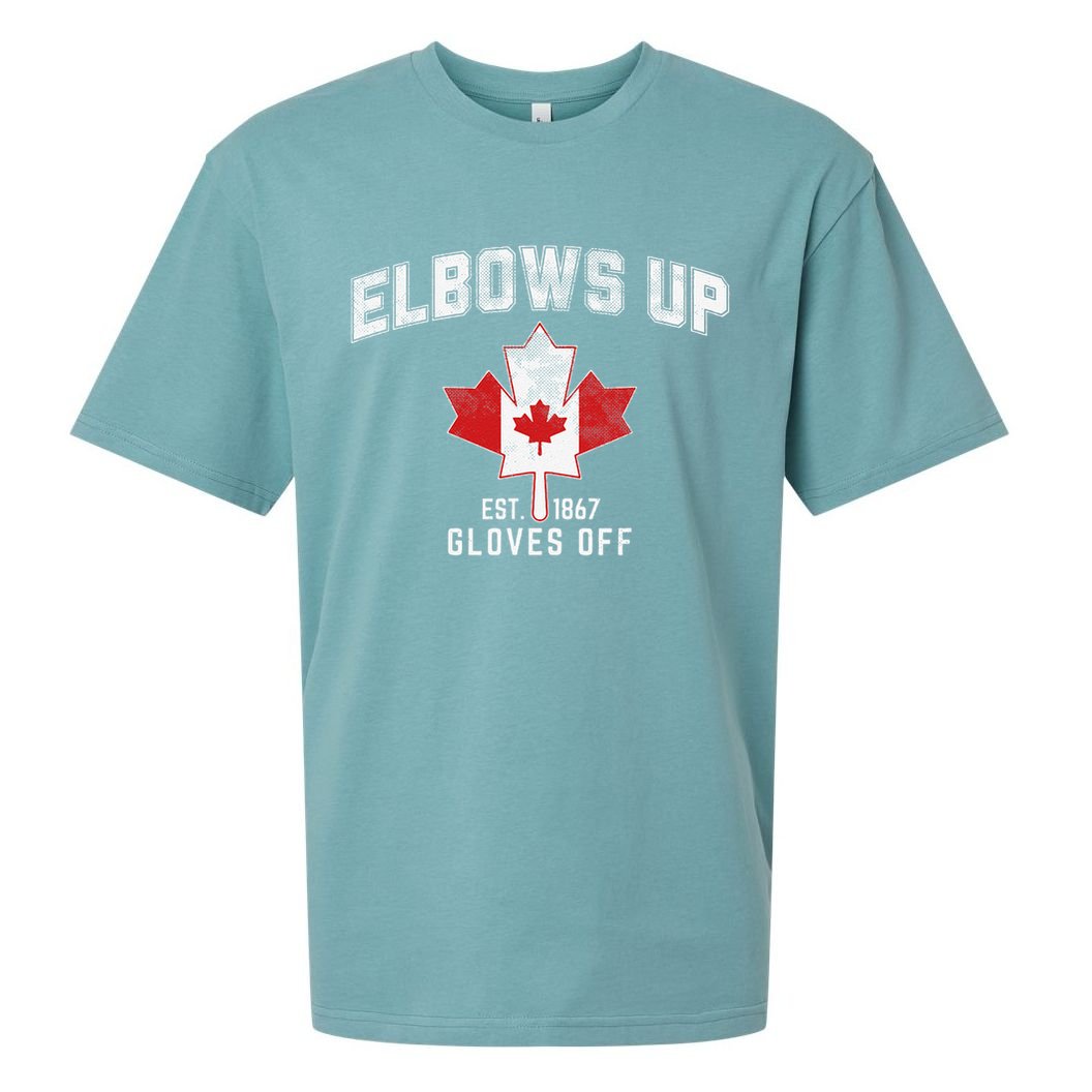 Elbows Up EST 1867 Canadian Maple Leaf Canada Gift Sueded Cloud Jersey T-Shirt