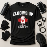 Elbows Up EST 1867 Canadian Maple Leaf Canada Cooling Performance Crew T-Shirt