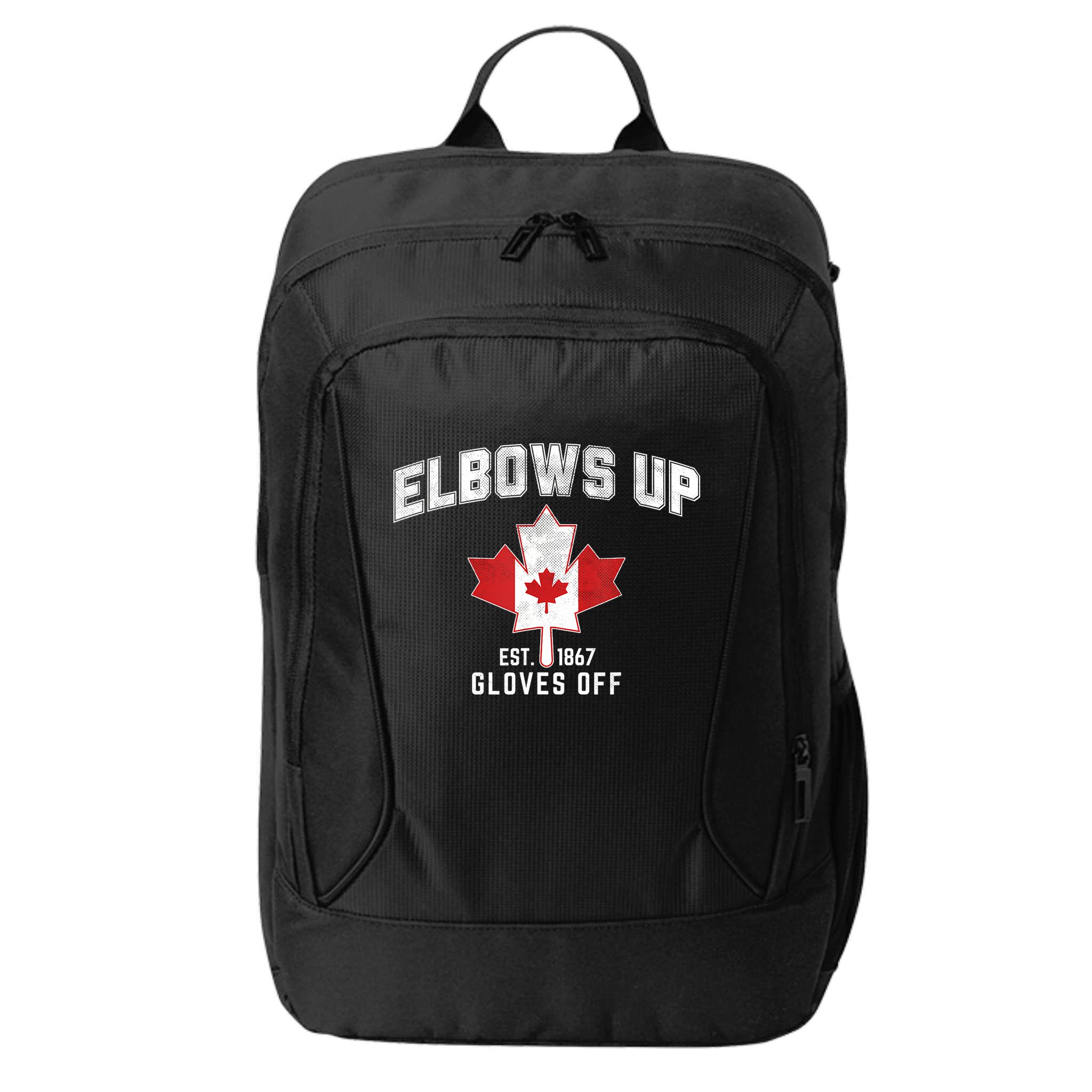Elbows Up EST 1867 Canadian Maple Leaf Canada City Backpack