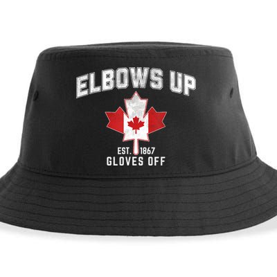 Elbows Up EST 1867 Canadian Maple Leaf Canada Sustainable Bucket Hat