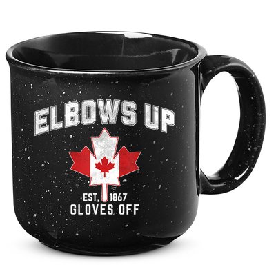 Elbows Up EST 1867 Canadian Maple Leaf Canada 15oz Campfire Ceramic Mug