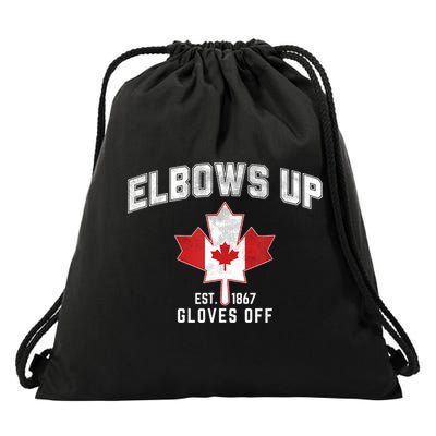 Elbows Up EST 1867 Canadian Maple Leaf Canada Drawstring Bag
