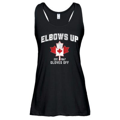 Elbows Up EST 1867 Canadian Maple Leaf Canada Ladies Essential Flowy Tank