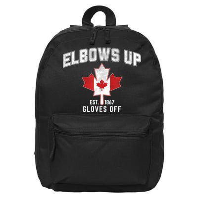 Elbows Up EST 1867 Canadian Maple Leaf Canada 16 in Basic Backpack