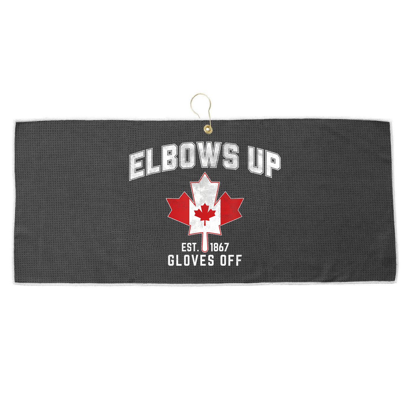 Elbows Up EST 1867 Canadian Maple Leaf Canada Large Microfiber Waffle Golf Towel
