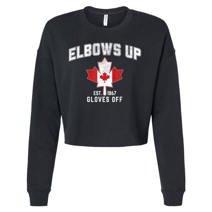 Elbows Up EST 1867 Canadian Maple Leaf Canada Cropped Pullover Crew