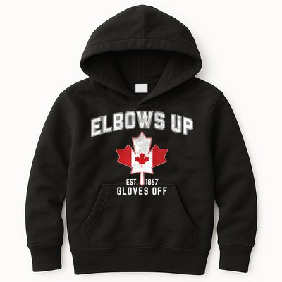 Elbows Up EST 1867 Canadian Maple Leaf Canada Kids Hoodie