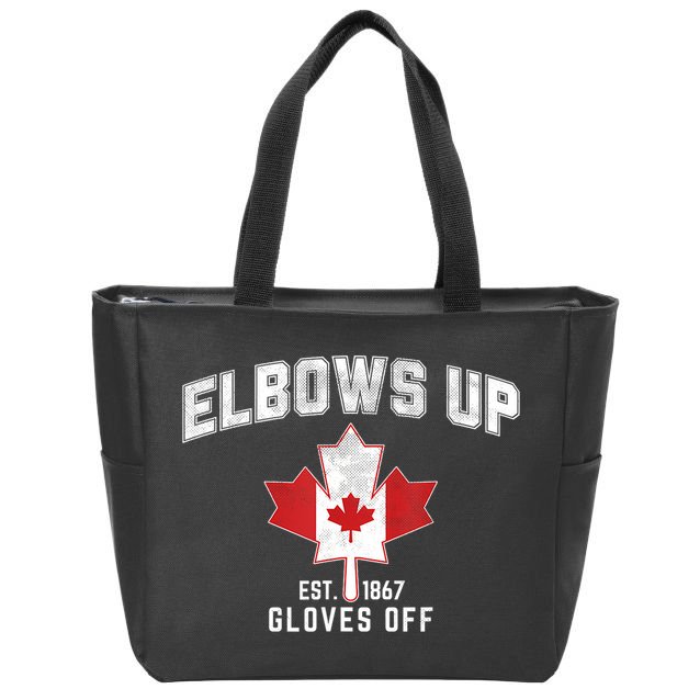 Elbows Up EST 1867 Canadian Maple Leaf Canada Zip Tote Bag