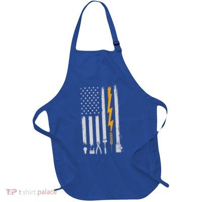 Electrician Usa Flag Tools Engineer Lineman Full-Length Apron With Pockets
