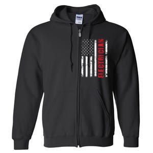 Electrician Usa Flag Lineman Electrical Worker Repairmen Full Zip Hoodie