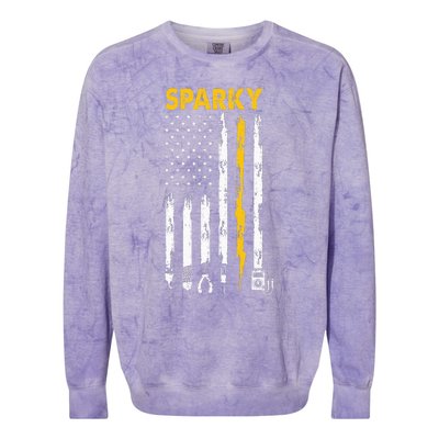 Electrician Us Flag Sparky Tools Colorblast Crewneck Sweatshirt