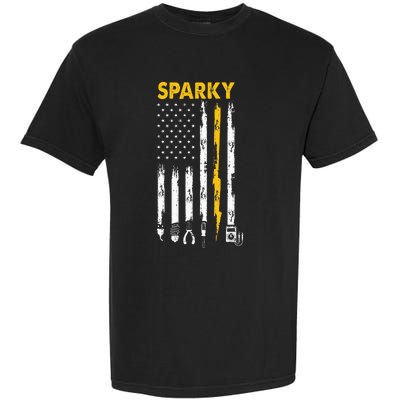 Electrician Us Flag Sparky Tools Garment-Dyed Heavyweight T-Shirt