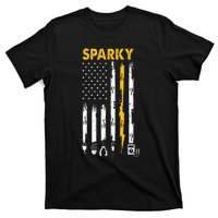 Electrician Us Flag Sparky Tools T-Shirt