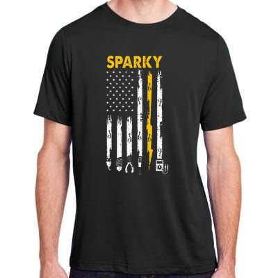 Electrician Us Flag Sparky Tools Adult ChromaSoft Performance T-Shirt