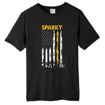 Electrician Us Flag Sparky Tools Tall Fusion ChromaSoft Performance T-Shirt