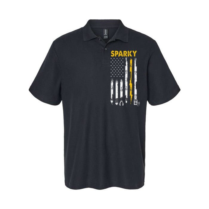 Electrician Us Flag Sparky Tools Softstyle Adult Sport Polo