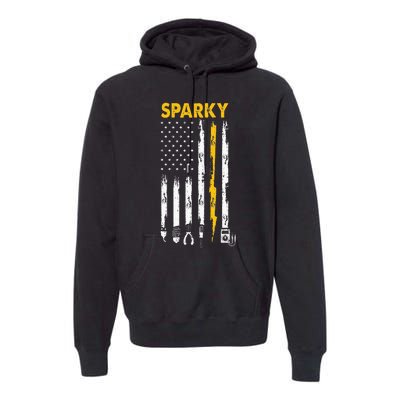 Electrician Us Flag Sparky Tools Premium Hoodie