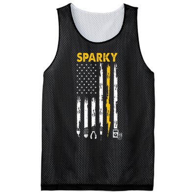 Electrician Us Flag Sparky Tools Mesh Reversible Basketball Jersey Tank