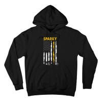 Electrician Us Flag Sparky Tools Tall Hoodie