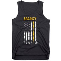 Electrician Us Flag Sparky Tools Tank Top