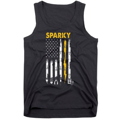 Electrician Us Flag Sparky Tools Tank Top