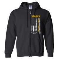 Electrician Us Flag Sparky Tools Full Zip Hoodie