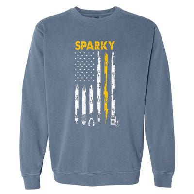 Electrician Us Flag Sparky Tools Garment-Dyed Sweatshirt