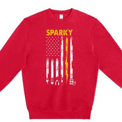 Electrician Us Flag Sparky Tools Premium Crewneck Sweatshirt