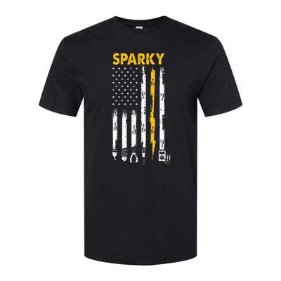 Electrician Us Flag Sparky Tools Softstyle CVC T-Shirt