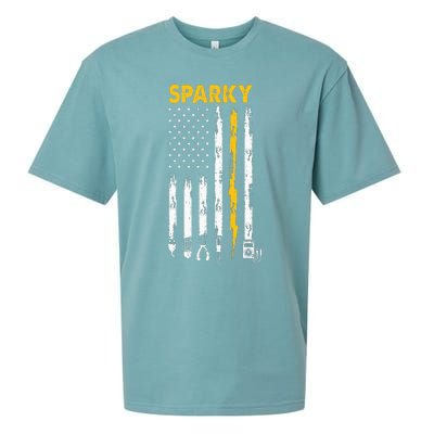 Electrician Us Flag Sparky Tools Sueded Cloud Jersey T-Shirt