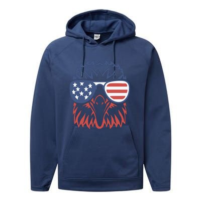 Eagle USA Flag 4th Of July Sunglasses Funny Patriotic Eagle Performance Fleece Hoodie