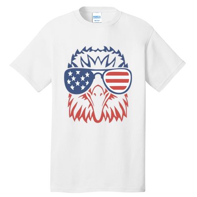 Eagle USA Flag 4th Of July Sunglasses Funny Patriotic Eagle Tall T-Shirt