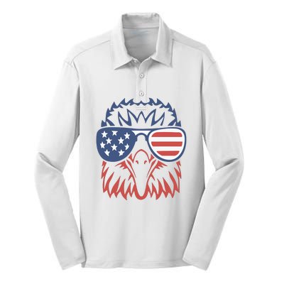 Eagle USA Flag 4th Of July Sunglasses Funny Patriotic Eagle Silk Touch Performance Long Sleeve Polo