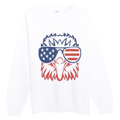 Eagle USA Flag 4th Of July Sunglasses Funny Patriotic Eagle Premium Crewneck Sweatshirt