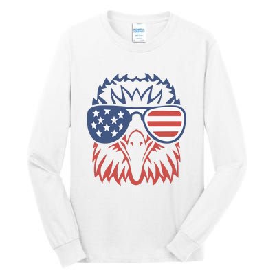 Eagle USA Flag 4th Of July Sunglasses Funny Patriotic Eagle Tall Long Sleeve T-Shirt