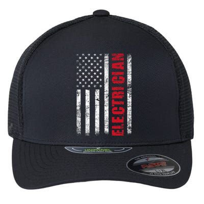 Electrician Usa Flag Lineman Electrical Worker Repairmen Flexfit Unipanel Trucker Cap