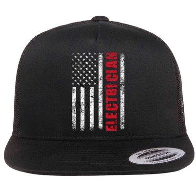 Electrician Usa Flag Lineman Electrical Worker Repairmen Flat Bill Trucker Hat