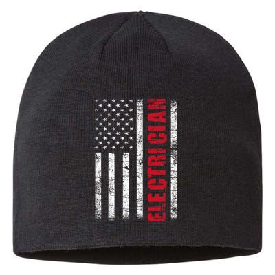 Electrician Usa Flag Lineman Electrical Worker Repairmen Sustainable Beanie