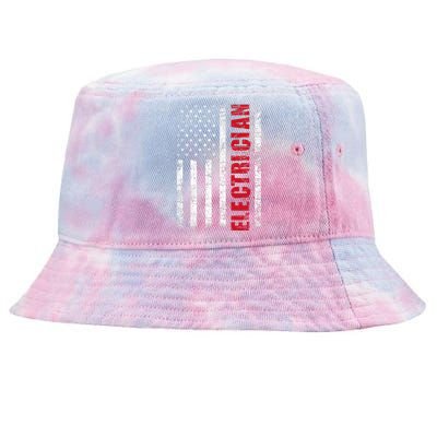 Electrician Usa Flag Lineman Electrical Worker Repairmen Tie-Dyed Bucket Hat