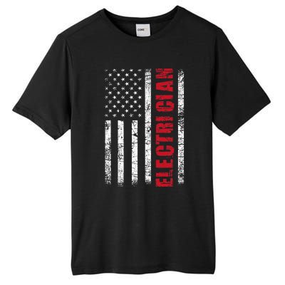 Electrician Usa Flag Lineman Electrical Worker Repairmen Tall Fusion ChromaSoft Performance T-Shirt