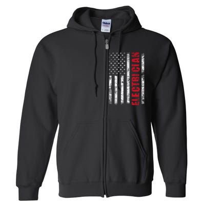 Electrician Usa Flag Lineman Electrical Worker Repairmen Full Zip Hoodie