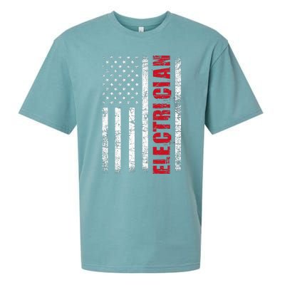 Electrician Usa Flag Lineman Electrical Worker Repairmen Sueded Cloud Jersey T-Shirt