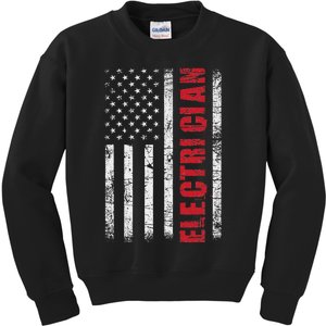 Electrician Usa Flag Lineman Electrical Worker Repairmen Kids Sweatshirt