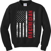 Electrician Usa Flag Lineman Electrical Worker Repairmen Kids Sweatshirt