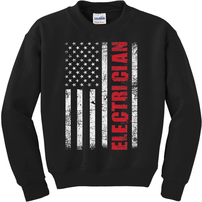 Electrician Usa Flag Lineman Electrical Worker Repairmen Kids Sweatshirt