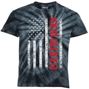 Electrician Usa Flag Lineman Electrical Worker Repairmen Kids Tie-Dye T-Shirt