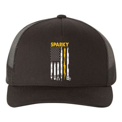 Electrician US Flag Sparky Tools Yupoong Adult 5-Panel Trucker Hat