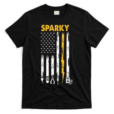 Electrician US Flag Sparky Tools T-Shirt