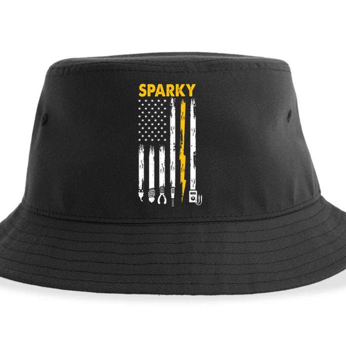 Electrician US Flag Sparky Tools Sustainable Bucket Hat